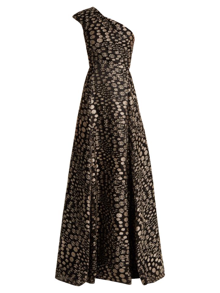 Roland Mouret Hampstead Bloom One-shoulder Fil Coup Gown