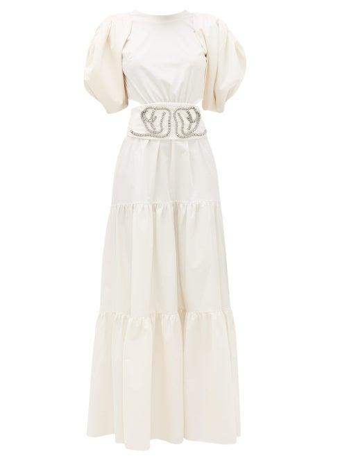 Matchesfashion.com Johanna Ortiz - Window To Love Tiered Cotton-blend Maxi Dress - Womens - Cream