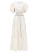 Matchesfashion.com Johanna Ortiz - Window To Love Tiered Cotton-blend Maxi Dress - Womens - Cream