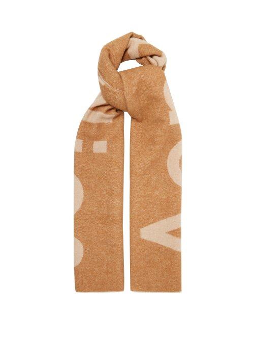 Matchesfashion.com Acne Studios - Toronty Logo Jacquard Wool Blend Scarf - Mens - Brown