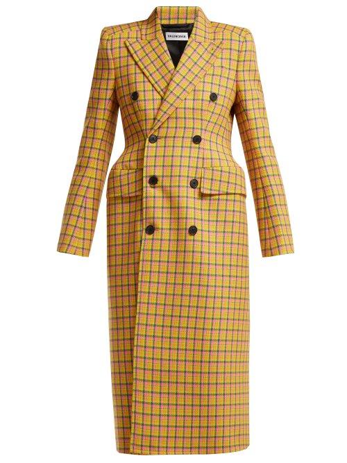 Matchesfashion.com Balenciaga - Hourglass Tartan Virgin Wool Coat - Womens - Yellow Multi