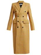Matchesfashion.com Balenciaga - Hourglass Tartan Virgin Wool Coat - Womens - Yellow Multi