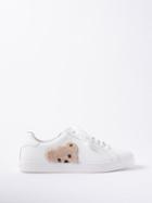 Palm Angels - Teddy Bear-appliqu Leather Trainers - Mens - White