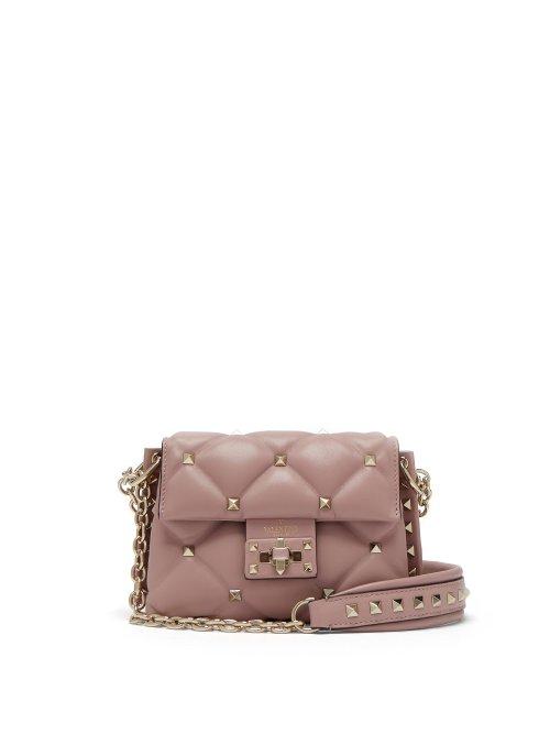Matchesfashion.com Valentino - Candystud Leather Mini Cross Body Bag - Womens - Light Pink