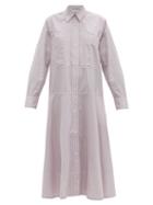 Matchesfashion.com Lee Mathews - Anika Striped Cotton-poplin Shirt Dress - Womens - Light Pink