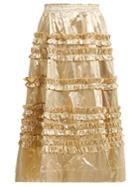 Molly Goddard Sabina Ruffled Taffeta Midi Skirt