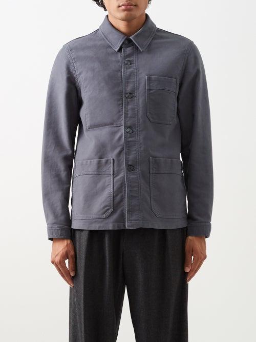 Tom Ford - Patch-pocket Brushed Cotton Jacket - Mens - Blue