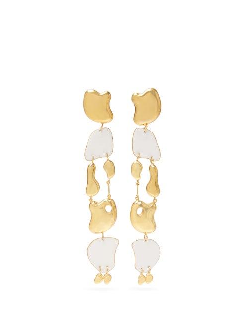 Matchesfashion.com Misho - Wave Breakers Gold Plated Drop Earrings - Womens - Gold Multi