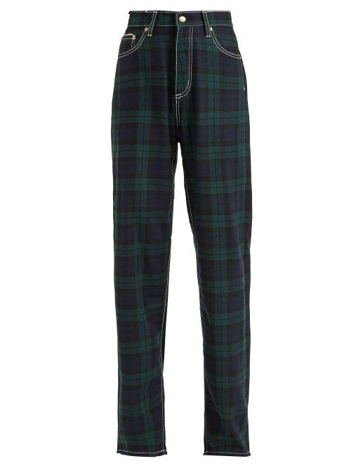 Matchesfashion.com Eytys - Benz High Waisted Tartan Jeans - Womens - Green Multi