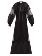 Matchesfashion.com Fendi - Ruffled Lace And Taffeta Midi Dress - Womens - Black
