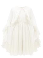 Matchesfashion.com Giambattista Valli - Ruffled Silk Cape Mini Dress - Womens - Ivory