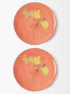 Bernadette - Set Of Two Lemon Branch Dinner Plates - Womens - Red Multi