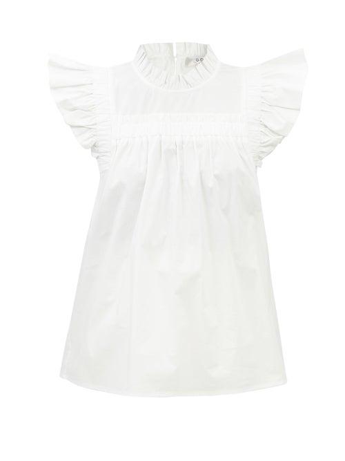 Sea - Gaia Ruffled Cotton-blend Poplin Top - Womens - White