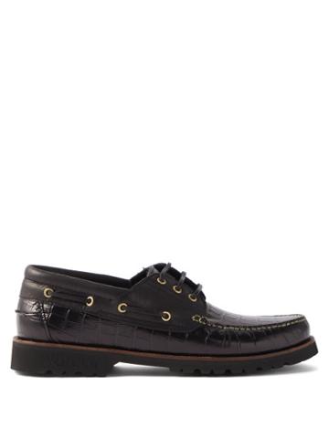Vinnys - Aztec Crocodile-effect Leather Shoes - Mens - Black
