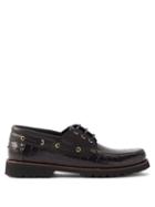 Vinnys - Aztec Crocodile-effect Leather Shoes - Mens - Black