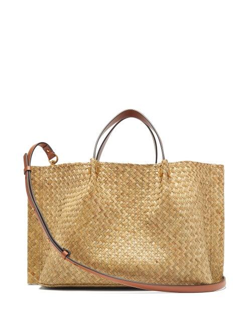 Matchesfashion.com Valentino Garavani - Escape V-logo Medium Raffia Tote Bag - Womens - Beige Multi