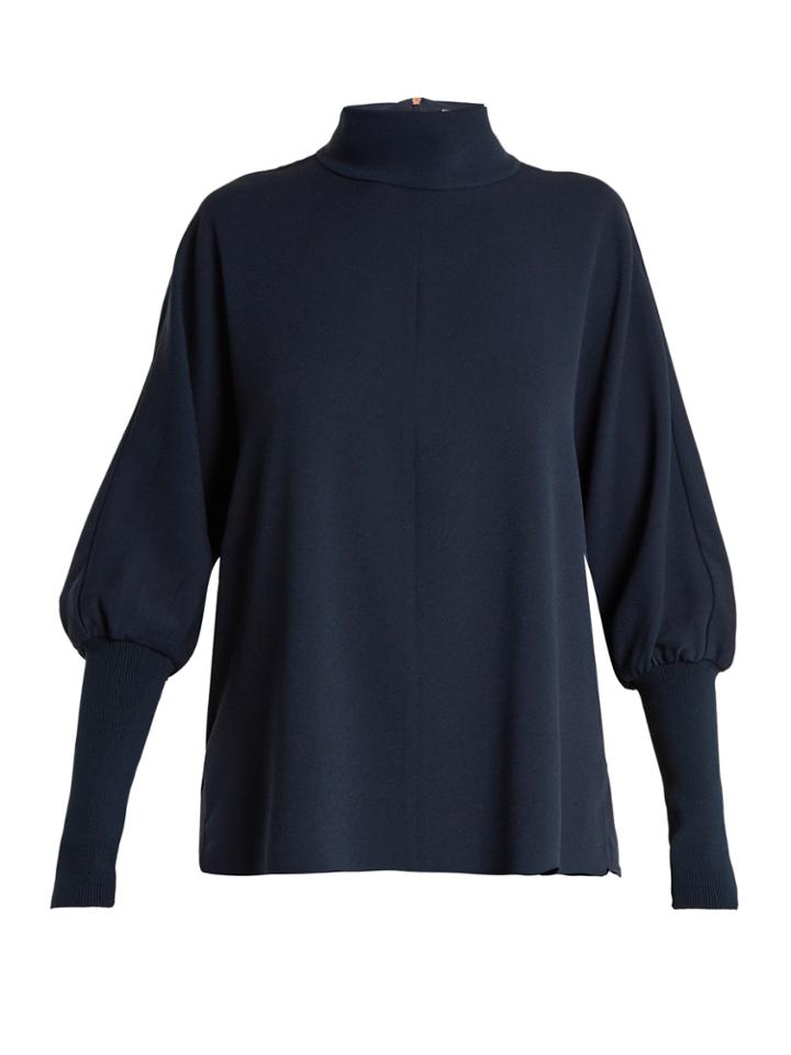 Tibi Savanna High-neck Crepe Top