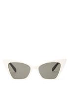 Matchesfashion.com Saint Laurent - Victoire Sharp Cat Eye Sunglasses - Womens - White Multi