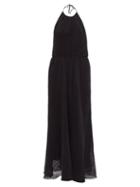 Raey - Halterneck Open-weave Checked Cotton Dress - Womens - Black