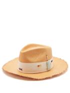 Nick Fouquet - Fish-embroidered Straw Panama Hat - Mens - Yellow