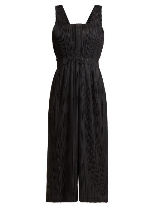 Matchesfashion.com Pleats Please Issey Miyake - Pleated Cross Back Dungarees - Womens - Black