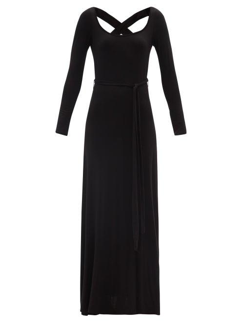 Matchesfashion.com Albus Lumen - Crossover Waist-sash Jersey Maxi Dress - Womens - Black