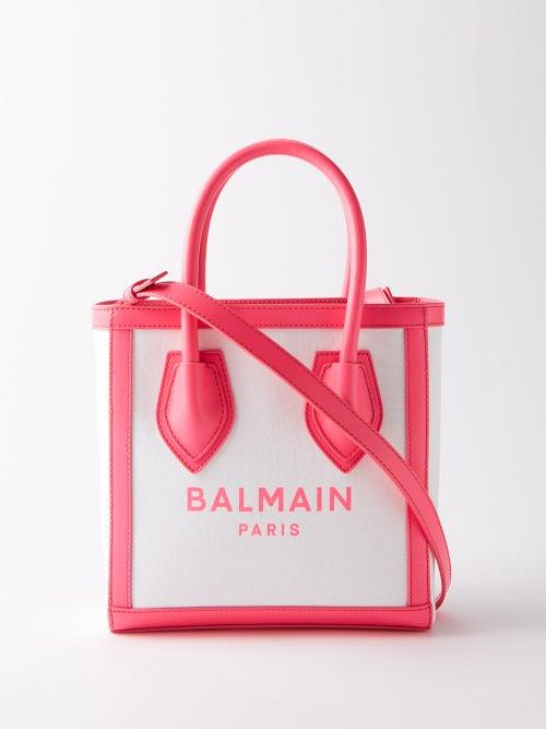 Balmain - B-army Leather-trim Canvas Crossbody Bag - Womens - Pink White