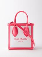 Balmain - B-army Leather-trim Canvas Crossbody Bag - Womens - Pink White