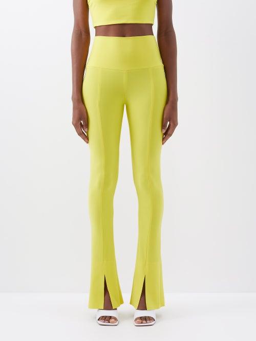 Norma Kamali - Slit-cuff Jersey Leggings - Womens - Yellow