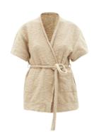 Matchesfashion.com Lauren Manoogian - Short-sleeve Cotton-blend Wrap Cardigan - Womens - Beige