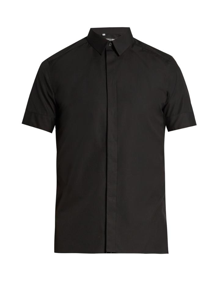 Dolce & Gabbana Polka-dot Cuff Cotton And Silk-blend Shirt