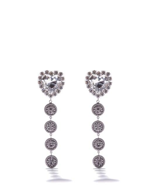 Alessandra Rich - Crystal-embellished Logo Earrings - Womens - Crystal