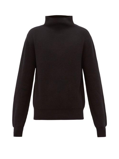 Matchesfashion.com The Row - Daniel Funnel Neck Ribbed Cashmere Sweater - Mens - Black
