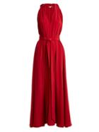 Matchesfashion.com Kalita - Camille Tie Waist Silk Dress - Womens - Dark Red