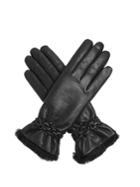 Agnelle Rabbit Fur-trimmed Leather Gloves