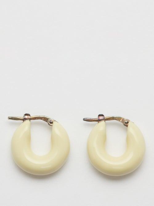 Jil Sander - Enamelled Sterling-silver Hoop Earrings - Womens - White