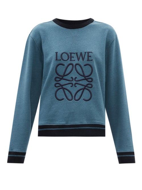 Loewe - Anagram-embroidered Cotton-jersey Sweatshirt - Womens - Blue