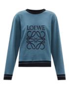 Loewe - Anagram-embroidered Cotton-jersey Sweatshirt - Womens - Blue