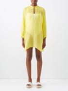 Les Vacances D'irina - The Invisible Stand-collar Linen-silk Dress - Womens - Yellow