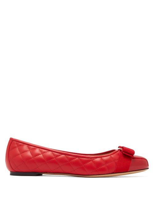Matchesfashion.com Salvatore Ferragamo - Varina Quilted Leather Ballet Flats - Womens - Red