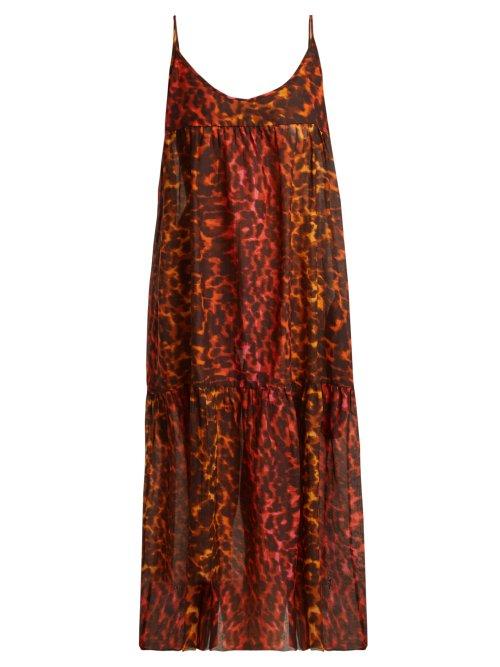 Matchesfashion.com Stella Mccartney - Leopard Print Cotton And Silk Blend Dress - Womens - Brown Multi