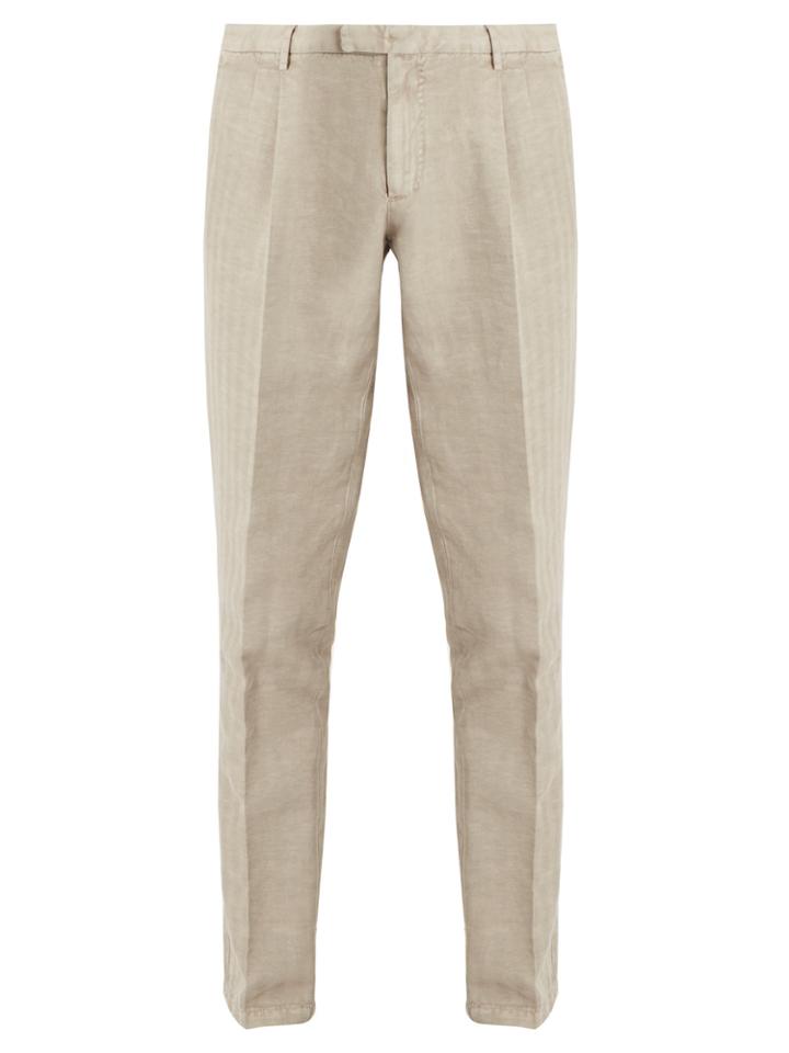 Boglioli Slim-leg Cotton-blend Herringbone Trousers