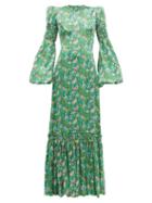 Matchesfashion.com The Vampire's Wife - Festival Floral Print Silk Charmeuse Maxi Dress - Womens - Green Multi