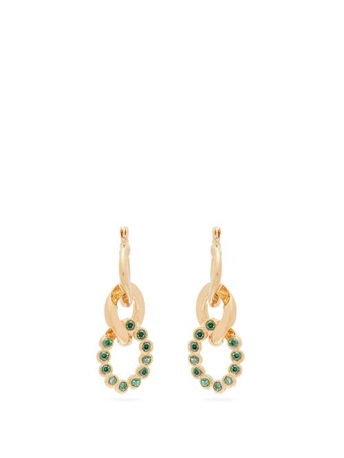 Matchesfashion.com Hillier Bartley - Crystal Curb Link Earrings - Womens - Green