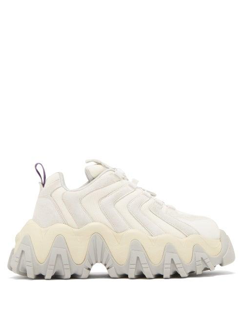 Matchesfashion.com Eytys - Halo Exaggerated-sole Suede And Canvas Trainers - Mens - Beige