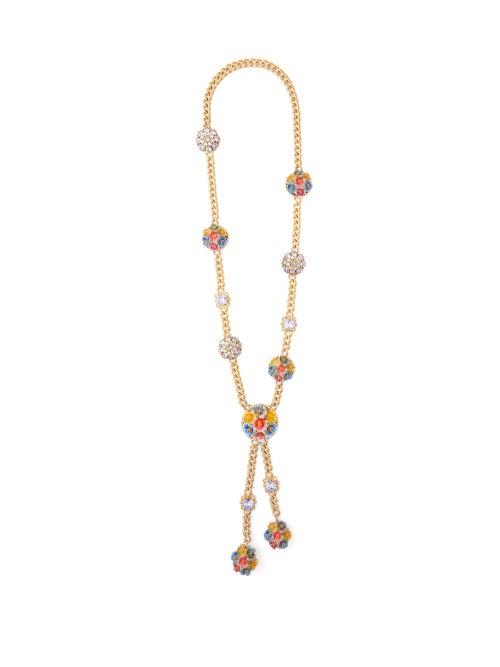Matchesfashion.com Dolce & Gabbana - Flower & Crystal Drop Necklace - Womens - Multi