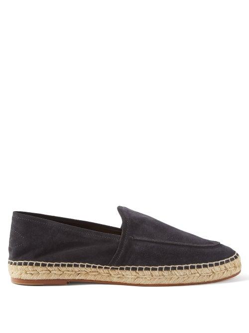 Brioni - Logo-debossed Suede Espadrilles - Mens - Navy