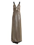 Matchesfashion.com Azzaro - Apolonia V Neck Lam Gown - Womens - Silver