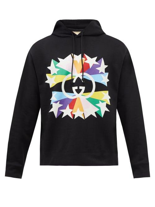 Gucci - Star Burst-print Cotton Hooded Sweatshirt - Mens - Black