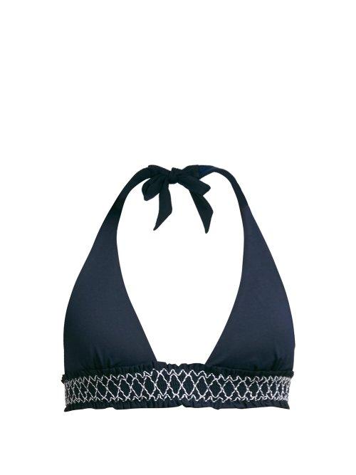 Matchesfashion.com Heidi Klein - Anguilla Smocked Bikini Top - Womens - Navy